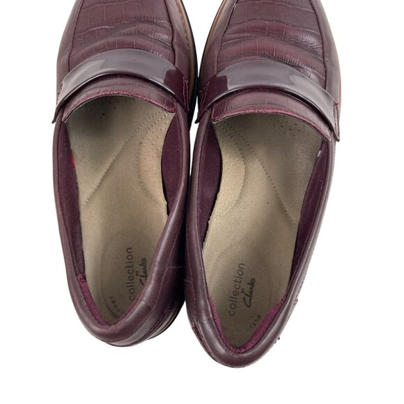 Clarks Collection Sharon Gracie Women’s Size 7.5W Loafer Shoes Burgundy Slip On - Picture 7 of 13